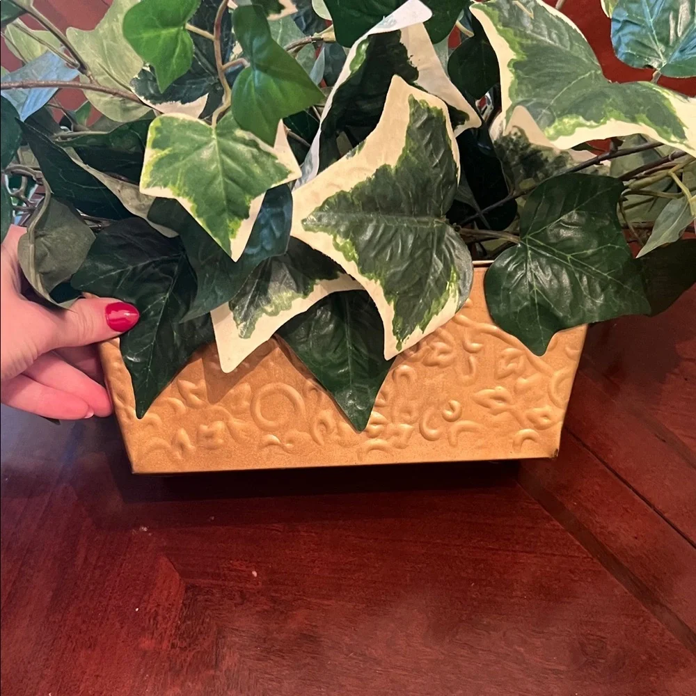 Artificial Green and White Ivy in planter